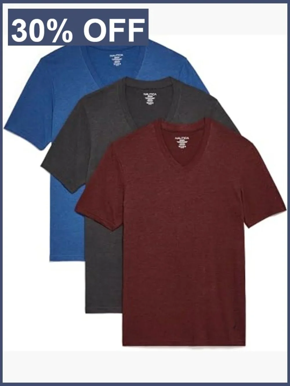 3 Pack Men's Cotton Stretch V-Neck Undershirts - Short Sleeve, Tagless